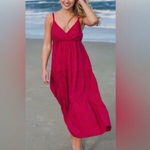 NATURAL LIFE Vibrant Red Midi Dress